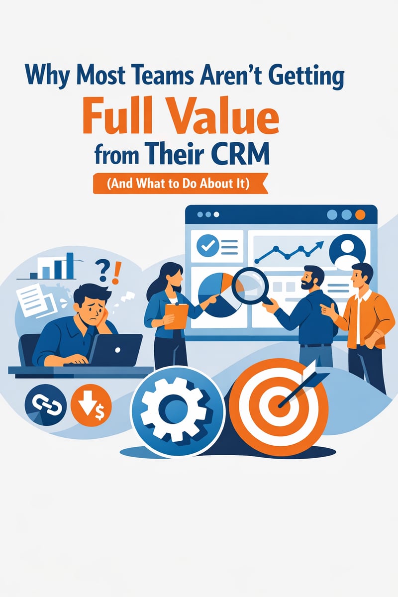 Why Most Teams Arent Getting Full Value from Their CRM And What to Do About It Create a modern flat design illustration