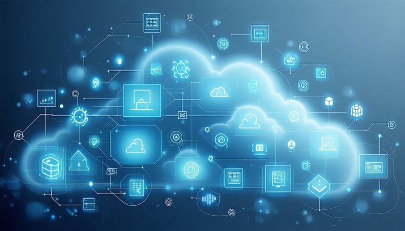 A visual representation of interconnected cloud ba