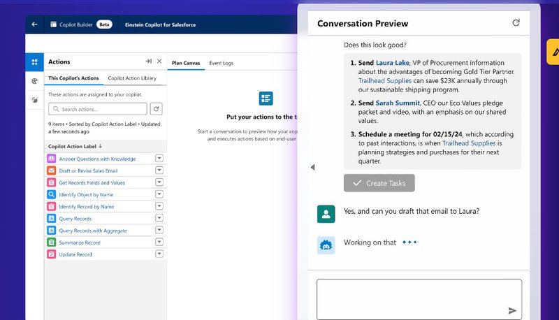 Salesforce Copilot sales acceleration dashboard