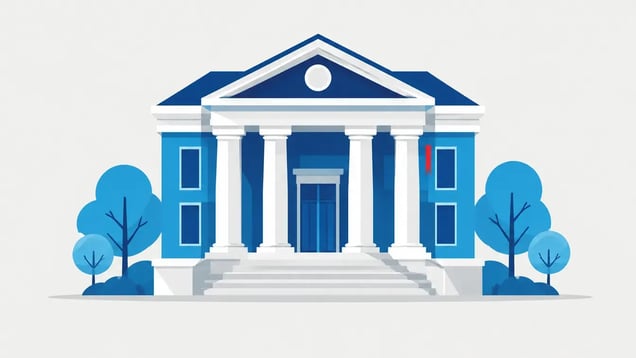 Illustration of a classic bank building with columns
