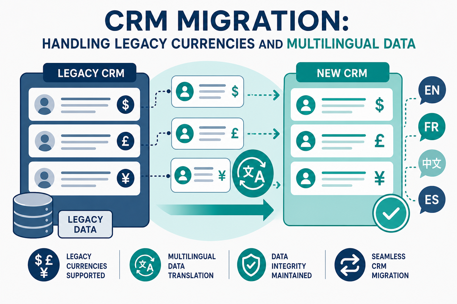 CRM Migration: Handling Legacy Currencies and Multilingual Data