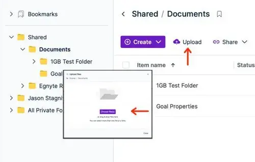 Egnyte for Salesforce integration interface showing embedded file management within Salesforce records